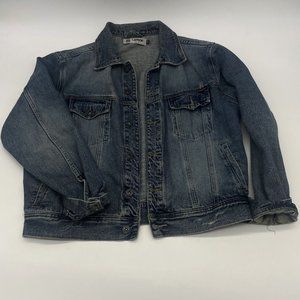 Carbon Jean CJ Jacket Womens Medium M Blue Denim Jeans Coat Faded Cotton LS